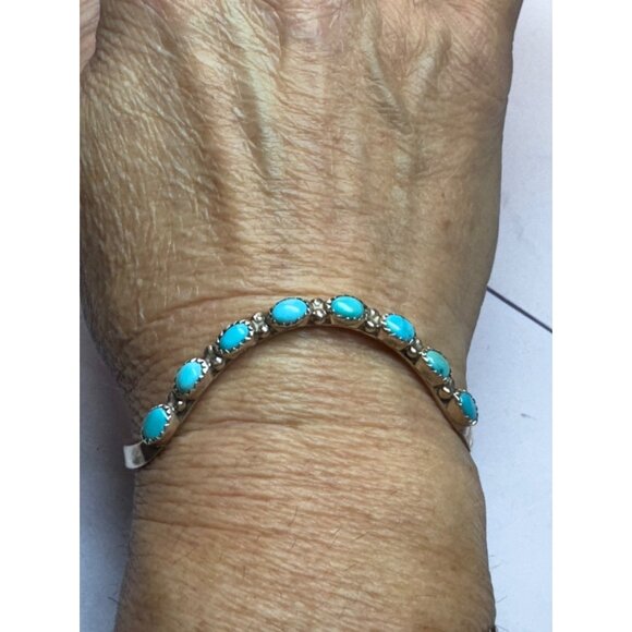 Vintage Sterling Silver Turquoise Cuff Bracelet 925 Navajo Style Size 6 - Picture 11 of 11
